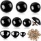 90pcs Black Safety Eyes & Noses Kit with Washers – Plastic Craft Eyes and Triangular Noses for Amigurumi, Dolls, Puppets, Be